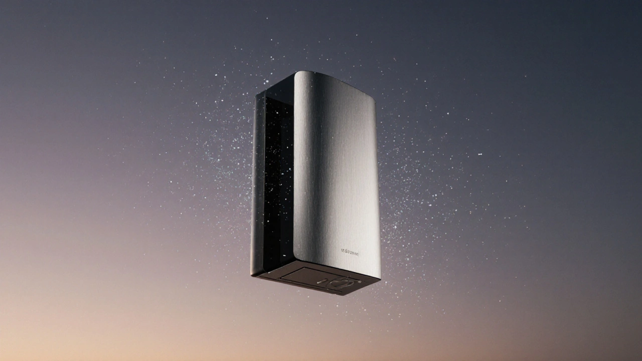 Chytrý kovový doplněk, který se přepíná mezi matným a lesklým povrchem, symbolizující budoucnost designu.