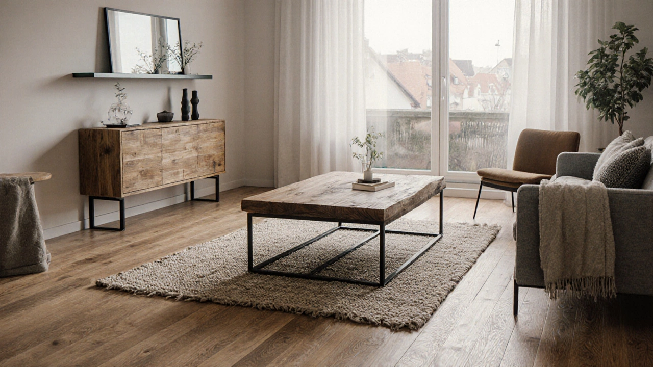 Textury v obýváku: jak správně kombinovat dřevo, kov, sklo a tkaniny