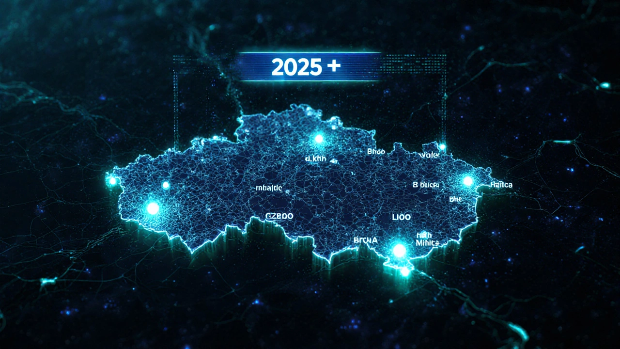 Mapa Česka s tepelnými body hodnocení nemovitostí a AI analýzou v roce 2025.