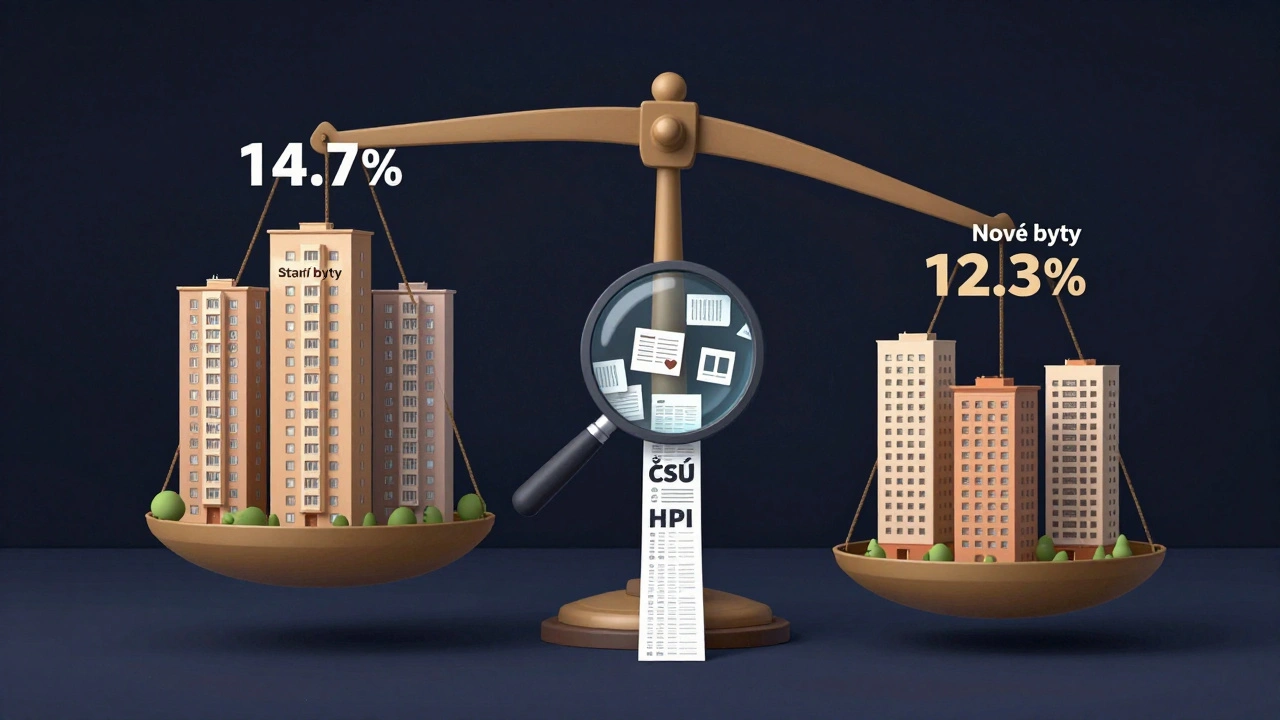 Váha porovnávající růst cen starších a nových bytů, s datovými záznamy proudícími do statistického systému.