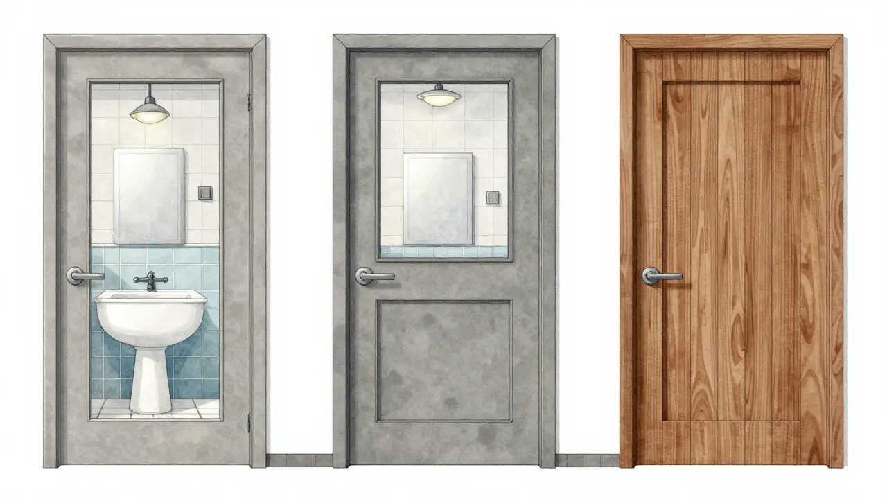 Tři byty s identickými detaily: dlažba, obklady a osvětlení, všude stejná barevná paleta.