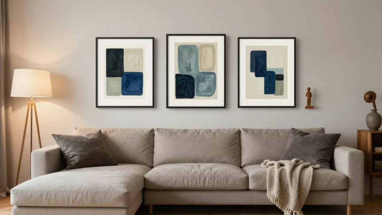 Galerie v obýváku: jak sestavit ideální kompozici obrazů nad sedačkou
