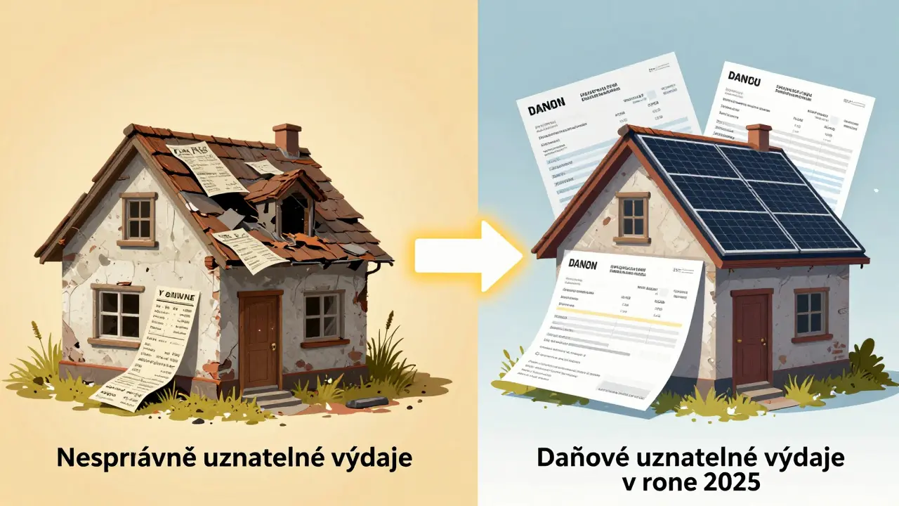 Porovnání neuznatelných a uznatelných výdajů při prodeji nemovitosti v Česku v roce 2025.