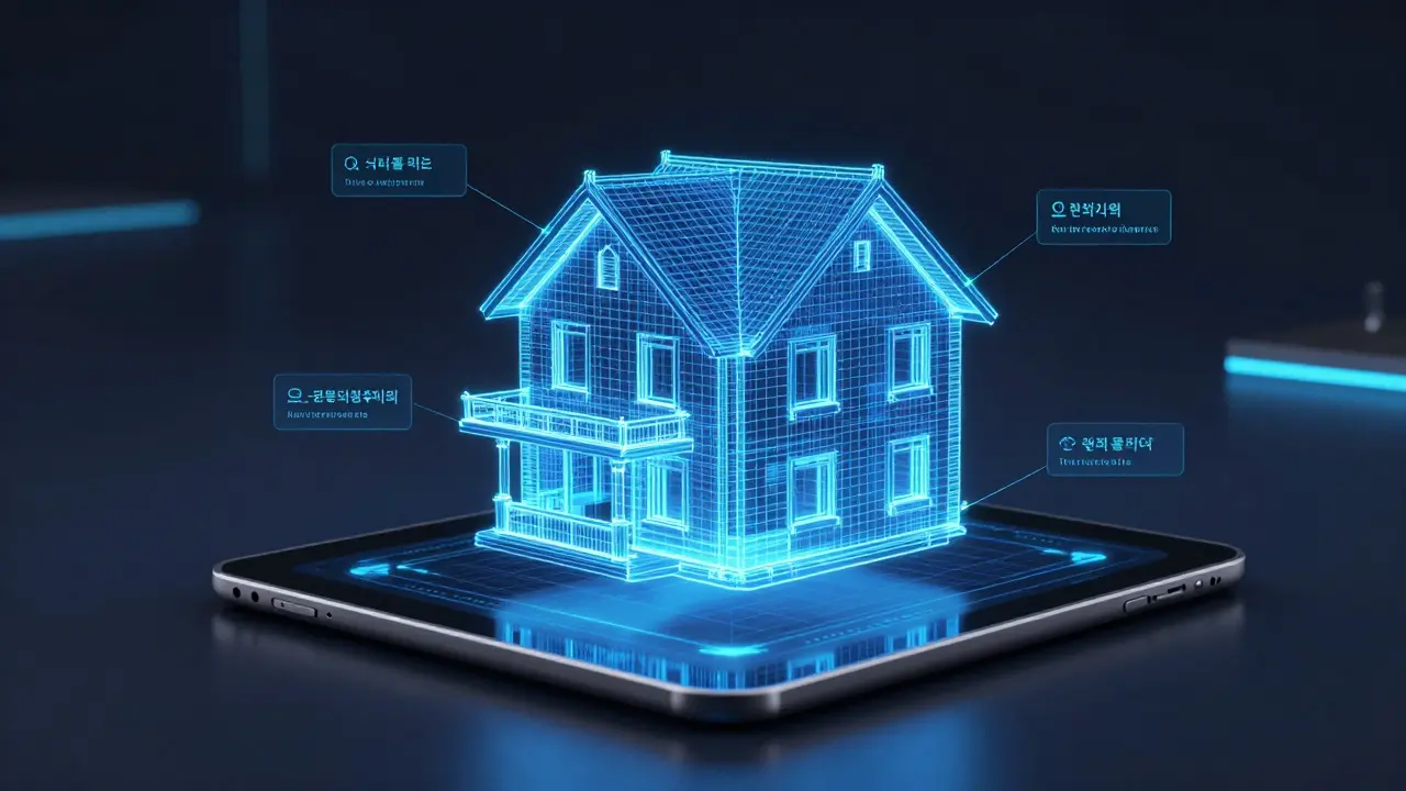 3D digitální model domu znázorňující stav nemovitosti