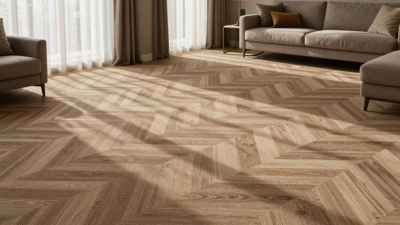 Obývací pokoj s elegantním vzorem kobercových dlaždic