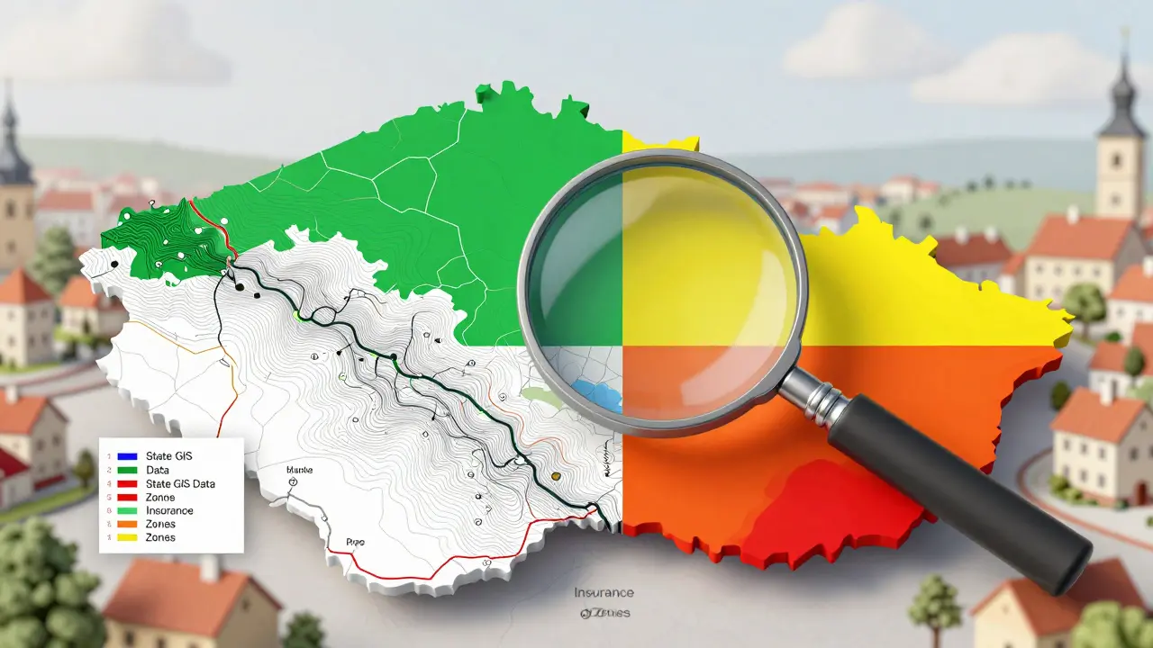 Srovnání komplexních státních map a zjednodušených pojišťovacích zón