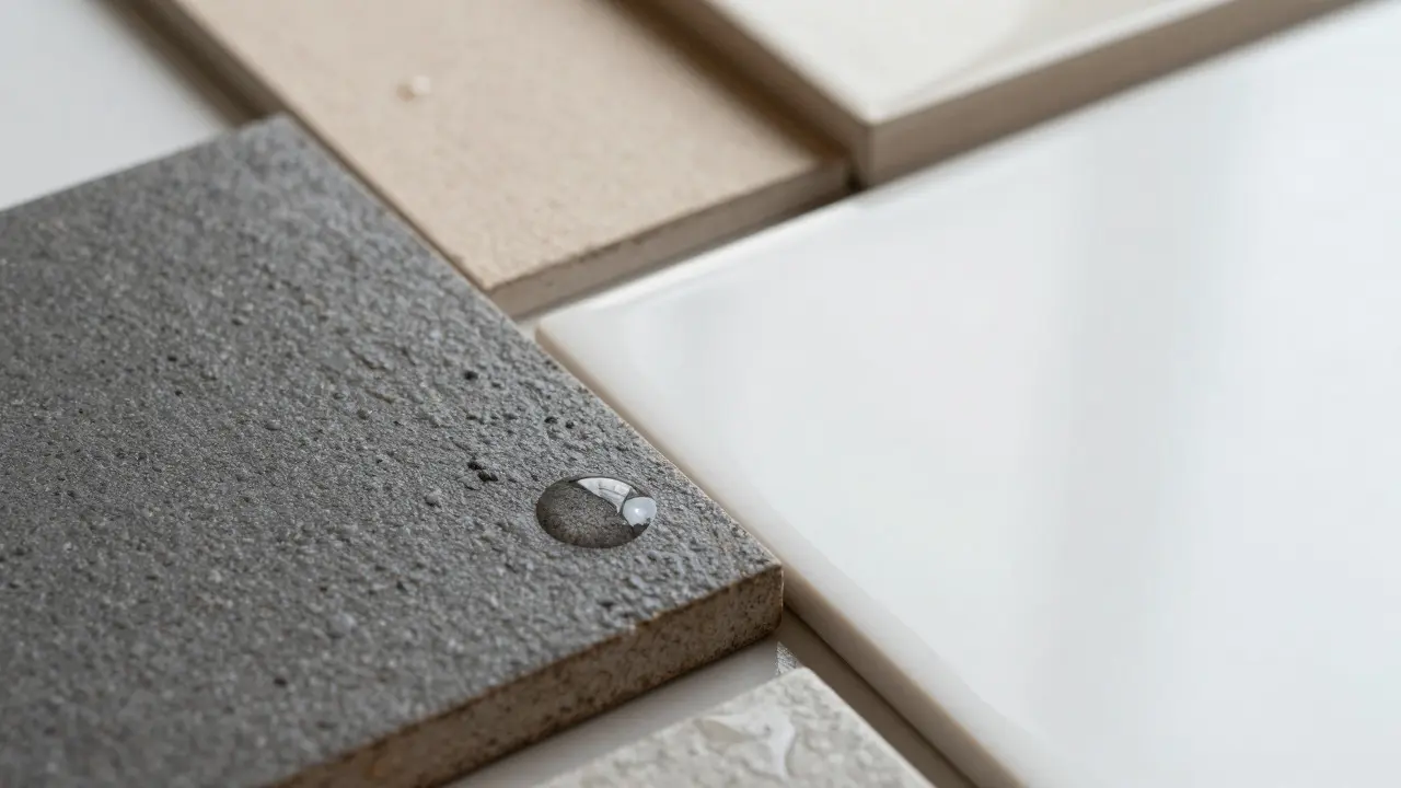 Porovnání textury a vodní absorpce různých typů dlaždic
