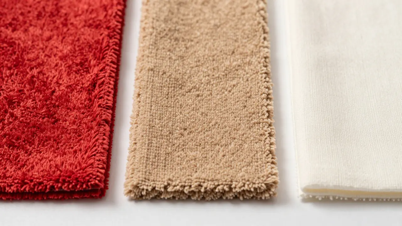 Srovnání materiálů koberců: polyester, polypropylen, bavlna
