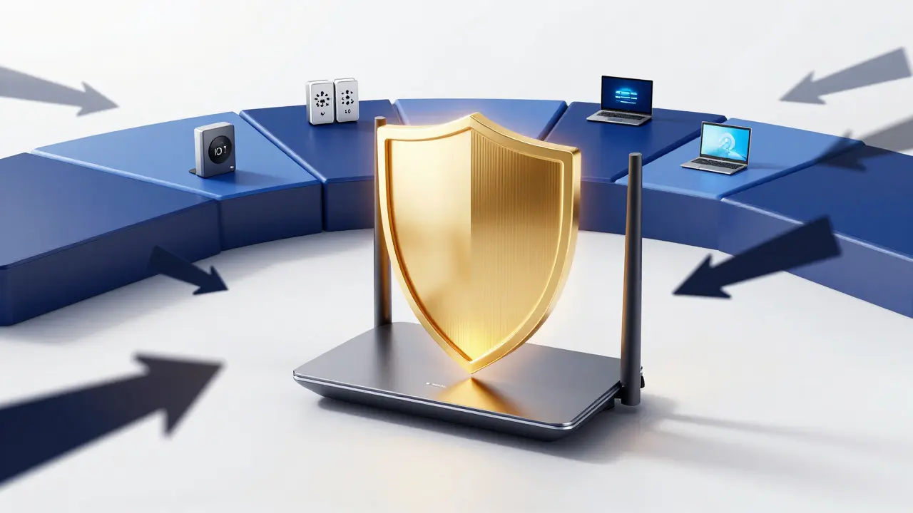 Bezpečnostní router chránící síť před útoky pomocí svítícího štítu a segmentace sítě