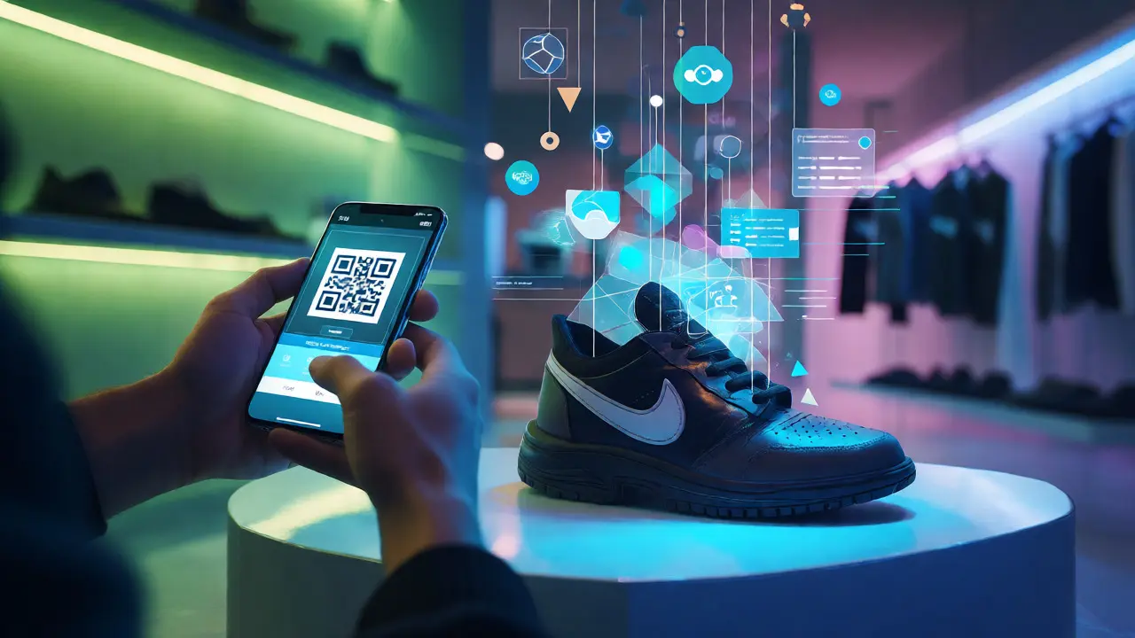 Skvělý pohled na skenování QR kódu pro zjištění uhlíkové stopy produktu
