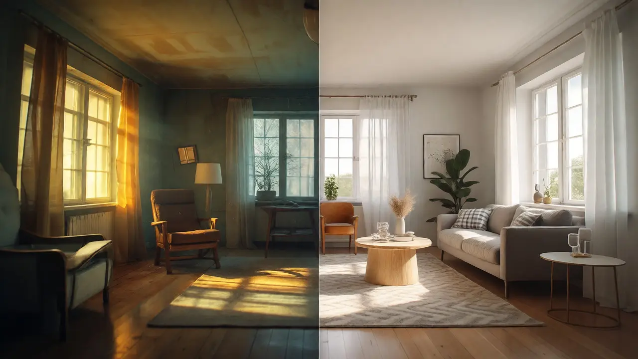 Porovnání amatérské a profesionální fotografie interiéru
